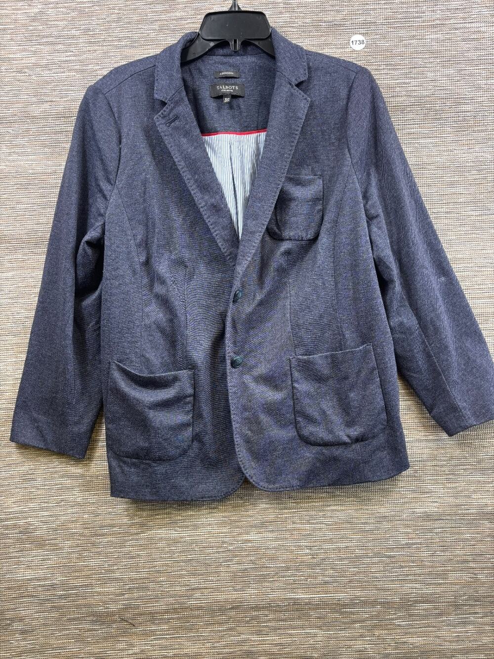 Talbots Aberdeen Blazer Jacket Womens 16WP Blue Heather 2 Button Casual *READ